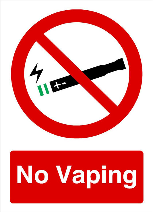 No Vaping sign with text 1.2m