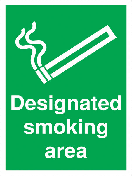 "Designated smoking area" sign 1.2m